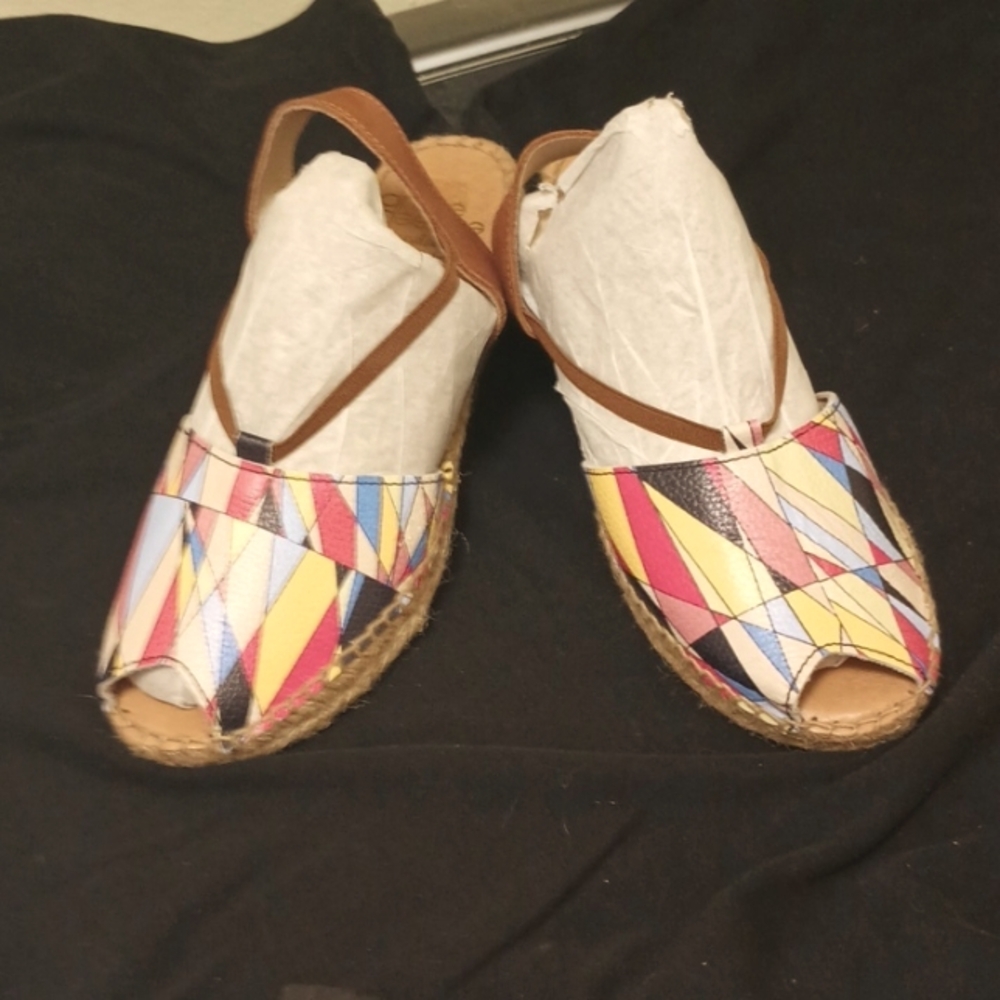 Andre Assous Estrella Multi Color Espadrille Platform Sandals Handmade in Spain